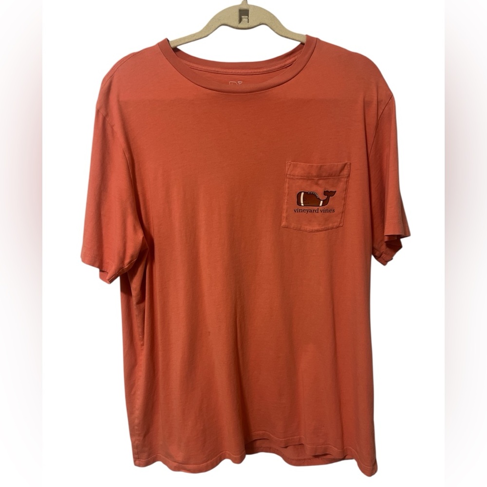 Men’s Coral Vineyard Vines Football T-Shirt